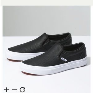 Black leather slip on vans